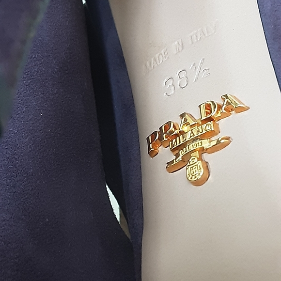 AUTHENTIC PRADA MILANO PURPLE SUEDE PLATFORM STILETTO SLIDES SZ 38.5 #PR… - Picture 10 of 13